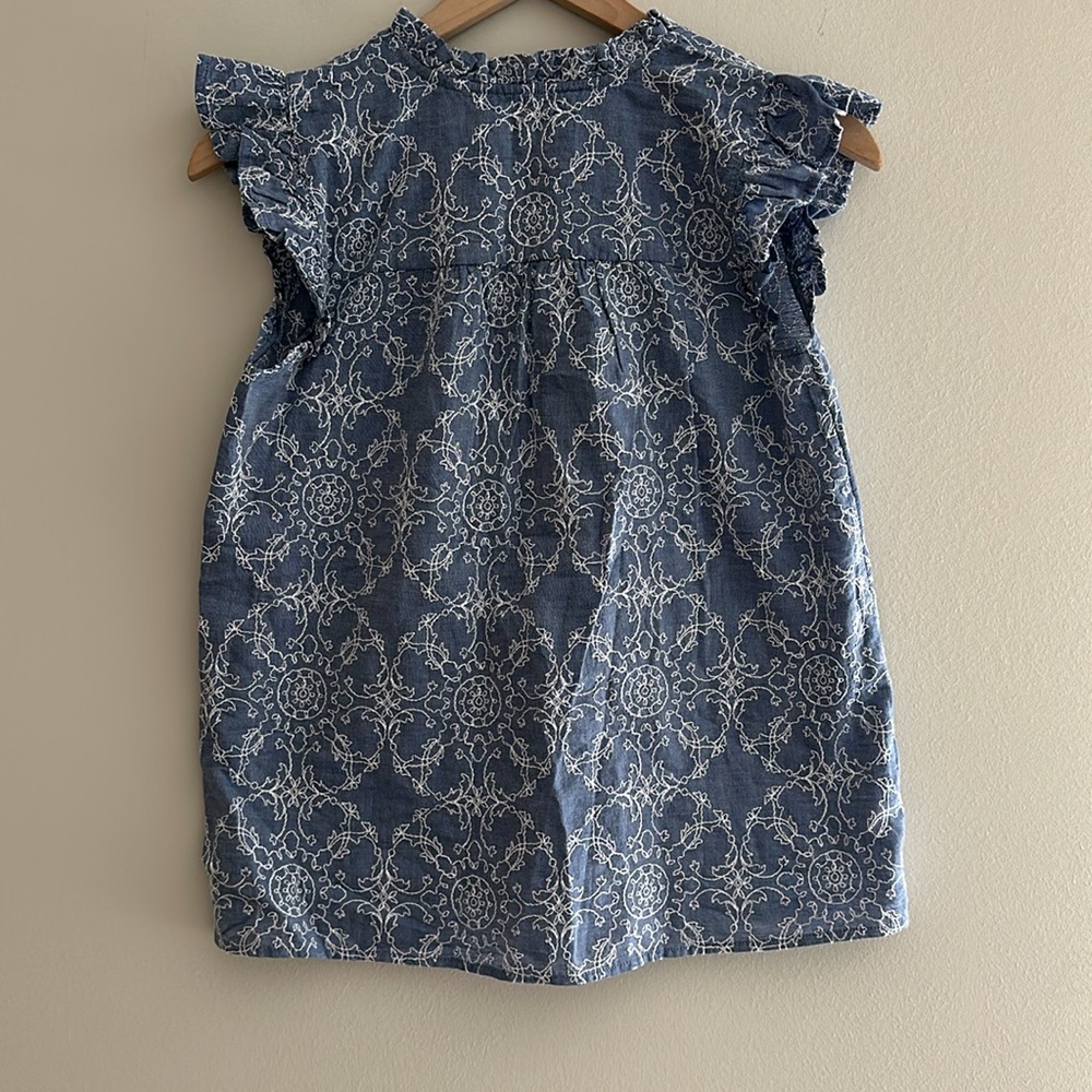 LOFT Embroidered Floral Top with Ruffle Sleeves - Picture 6 of 6